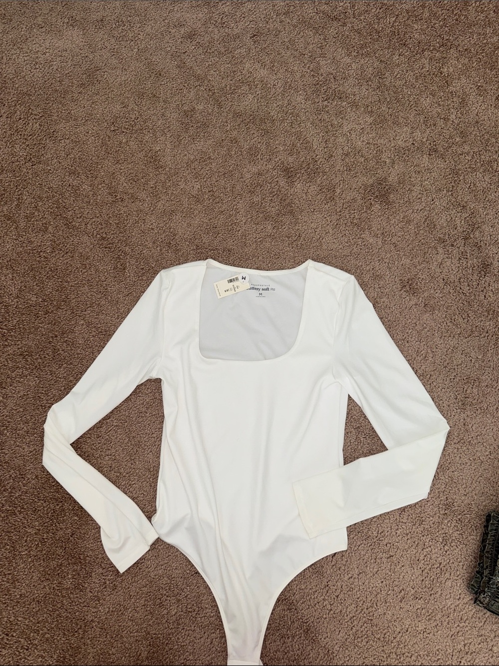 Aeropostale White Square-Neck Long Sleeve Bodysuit